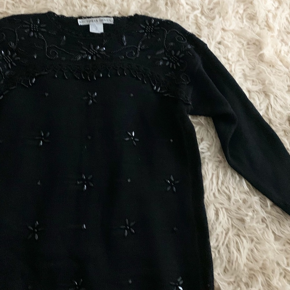 Victoria Jones | Vintage Black Knit Sweater Medium - Picture 6 of 9